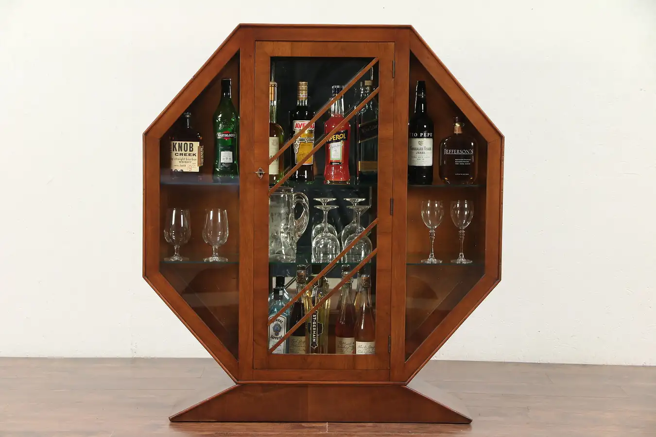 Main image of English Art Deco Vintage Octagonal Vitrine or Curio Cabinet, Signed