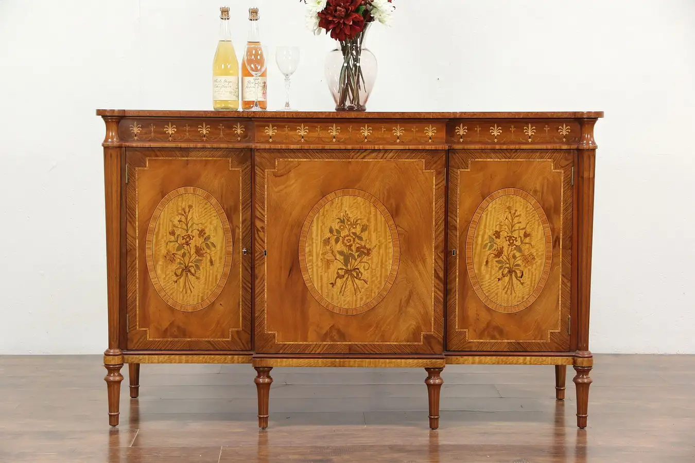 Main image of Marquetry Inlaid Vintage Hall Console Cabinet or Sideboard, Tulipwood & Burl