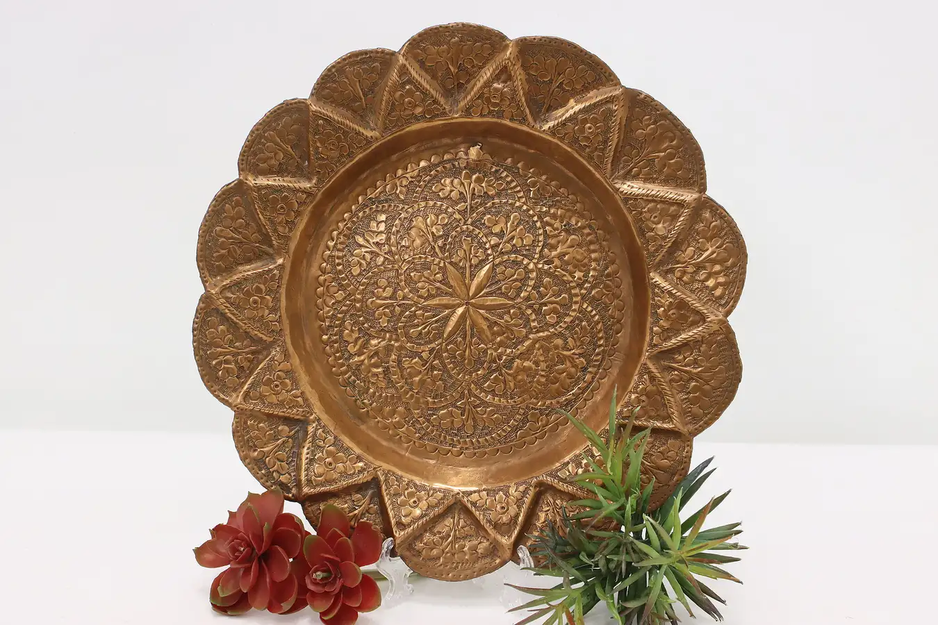 Main image of Persian Antique Hand Embossed Copper Tray or Plate