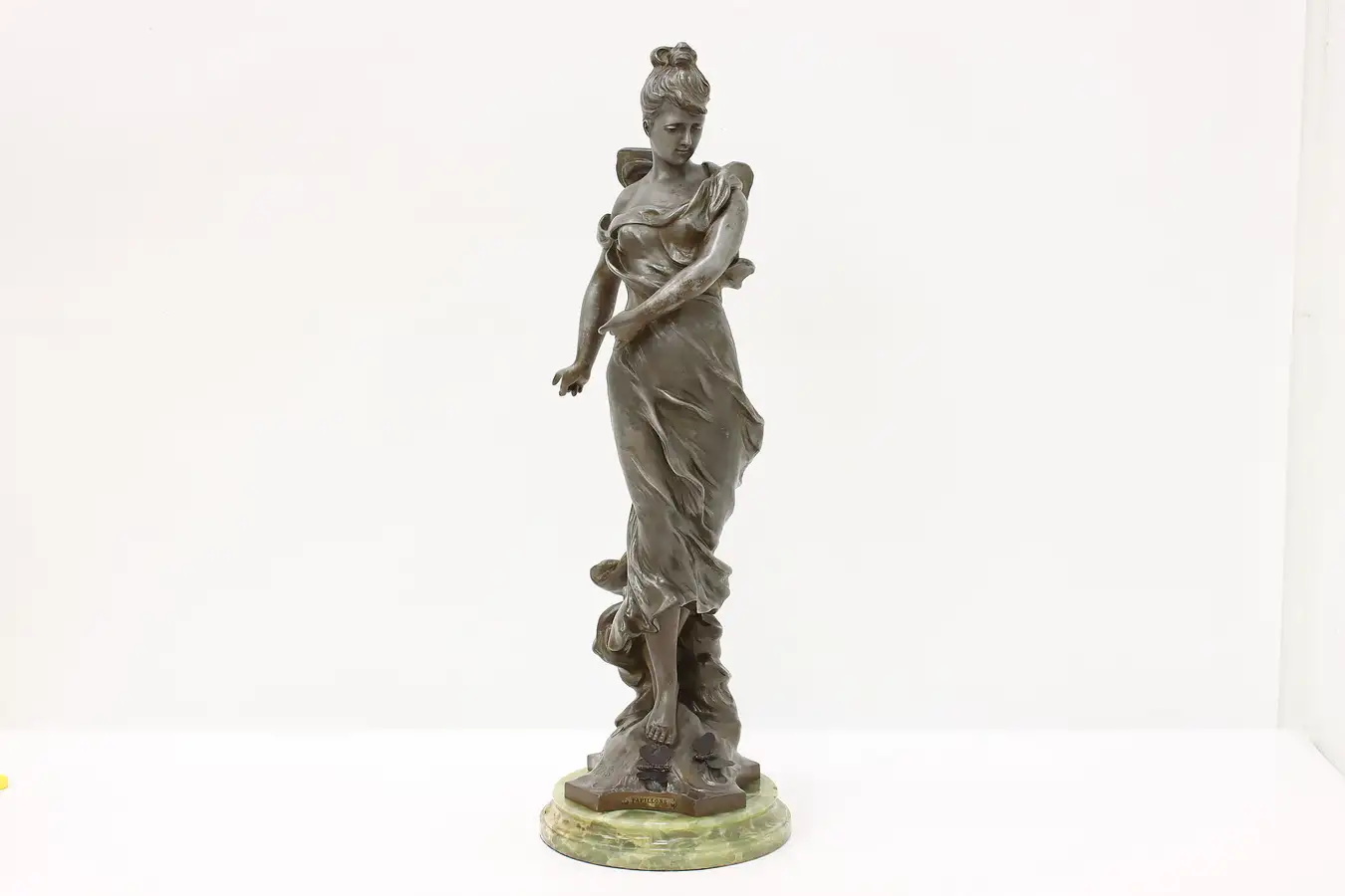 Main image of French Antique Sculpture Woman & Butterflies Statue, Tairo