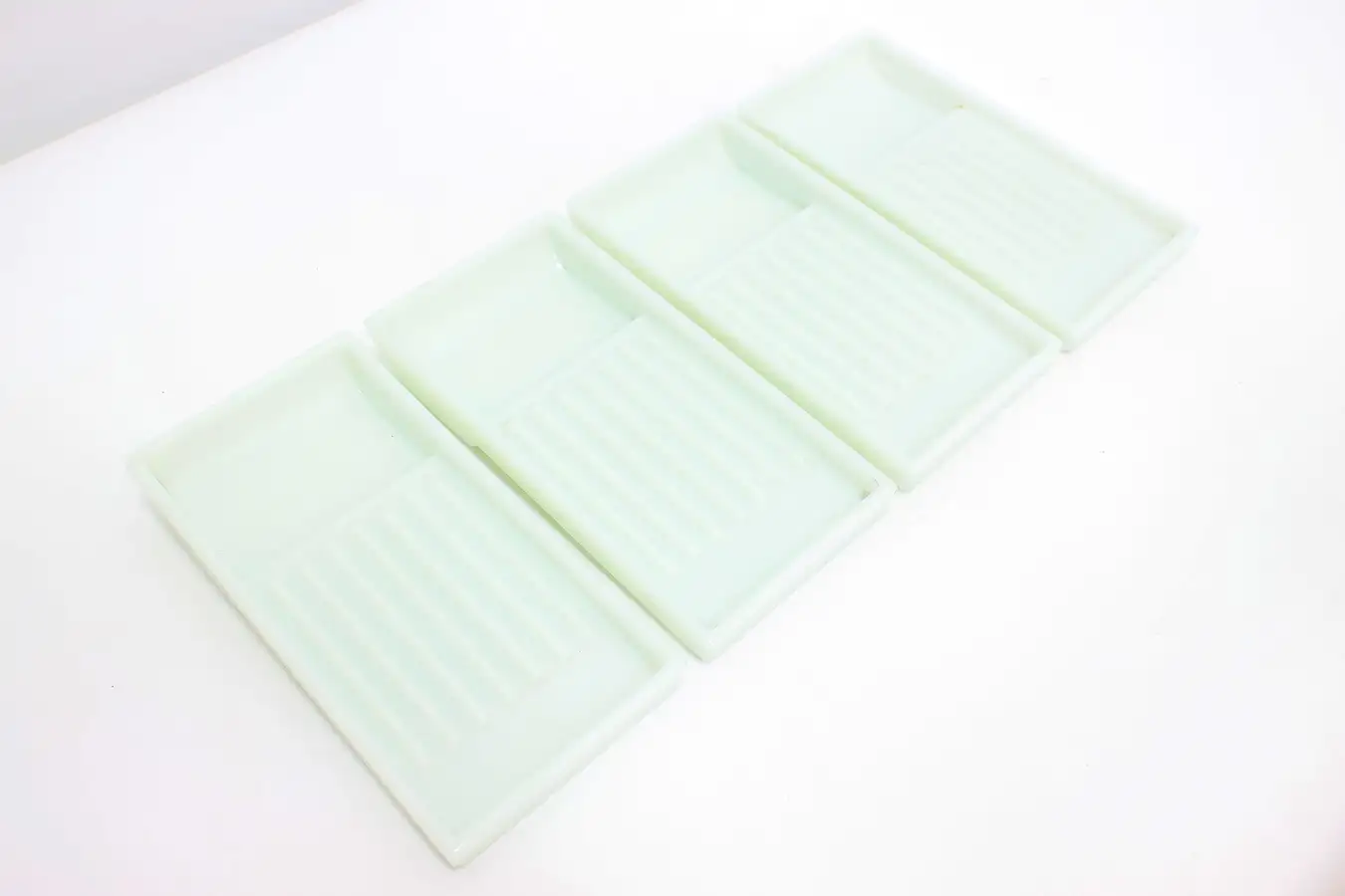 Main image of Set of 4 Antique Milk Glass Dental Trays, American Cabinet