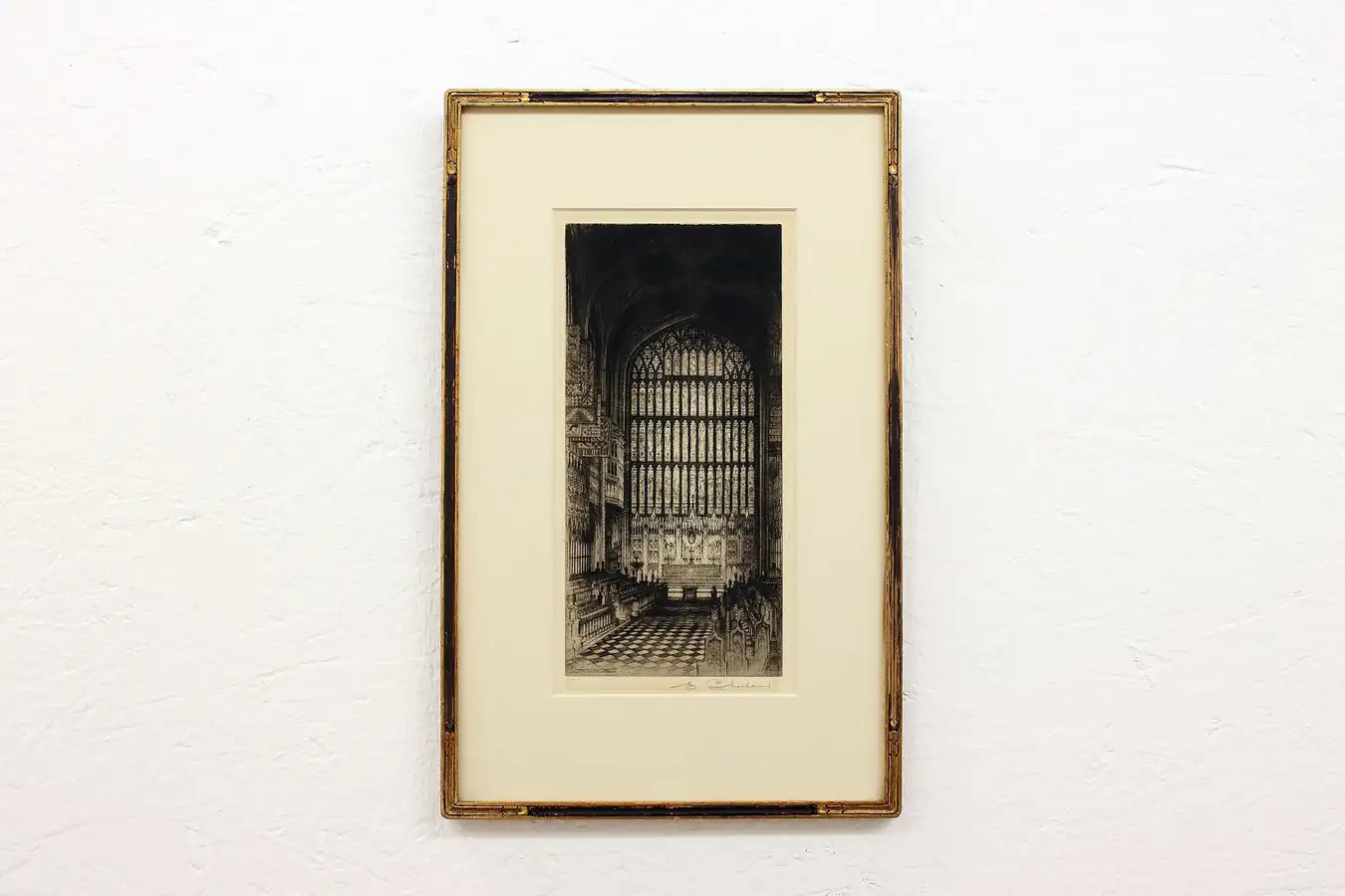 Main image of St. George's Chapel Windsor Antique Original Etching, Sharland 16.5"