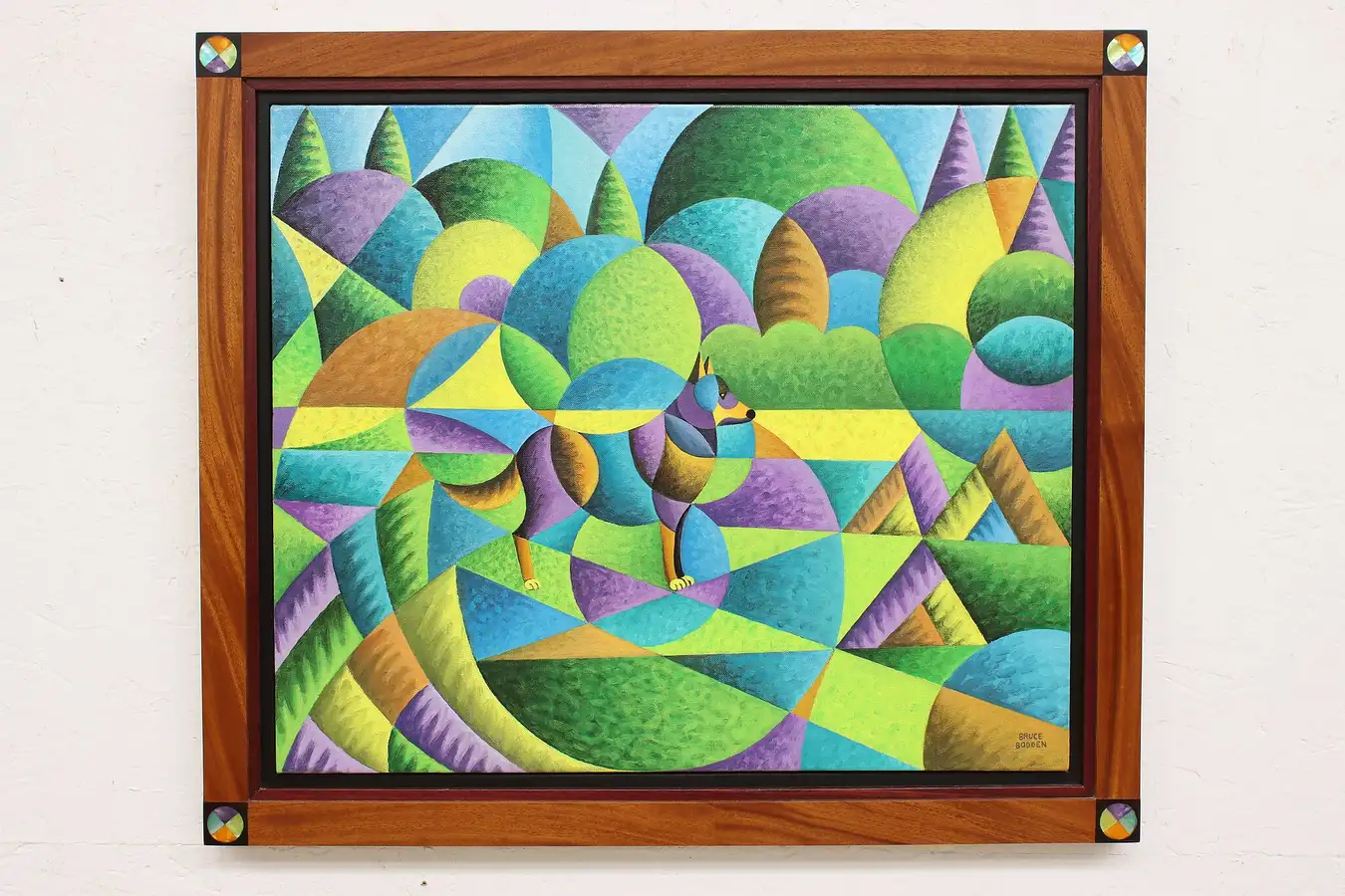 Main image of Colorful Dog Vintage Original Acrylic Painting Bodden 28.5"