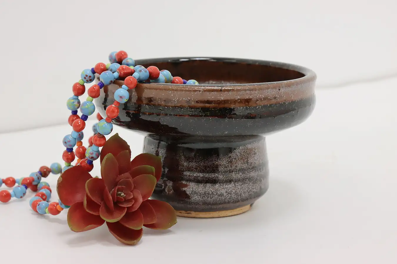 Main image of Painted Vintage Glazed Pottery Key or Candy Bowl, Mackenzie