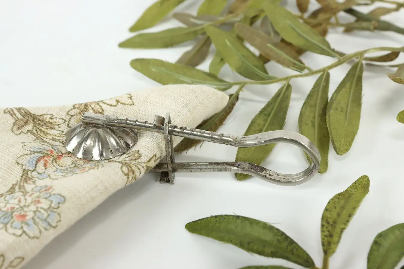 Main image of Art Deco Architectural Salvage Nickel Bar Towel Clip Holder