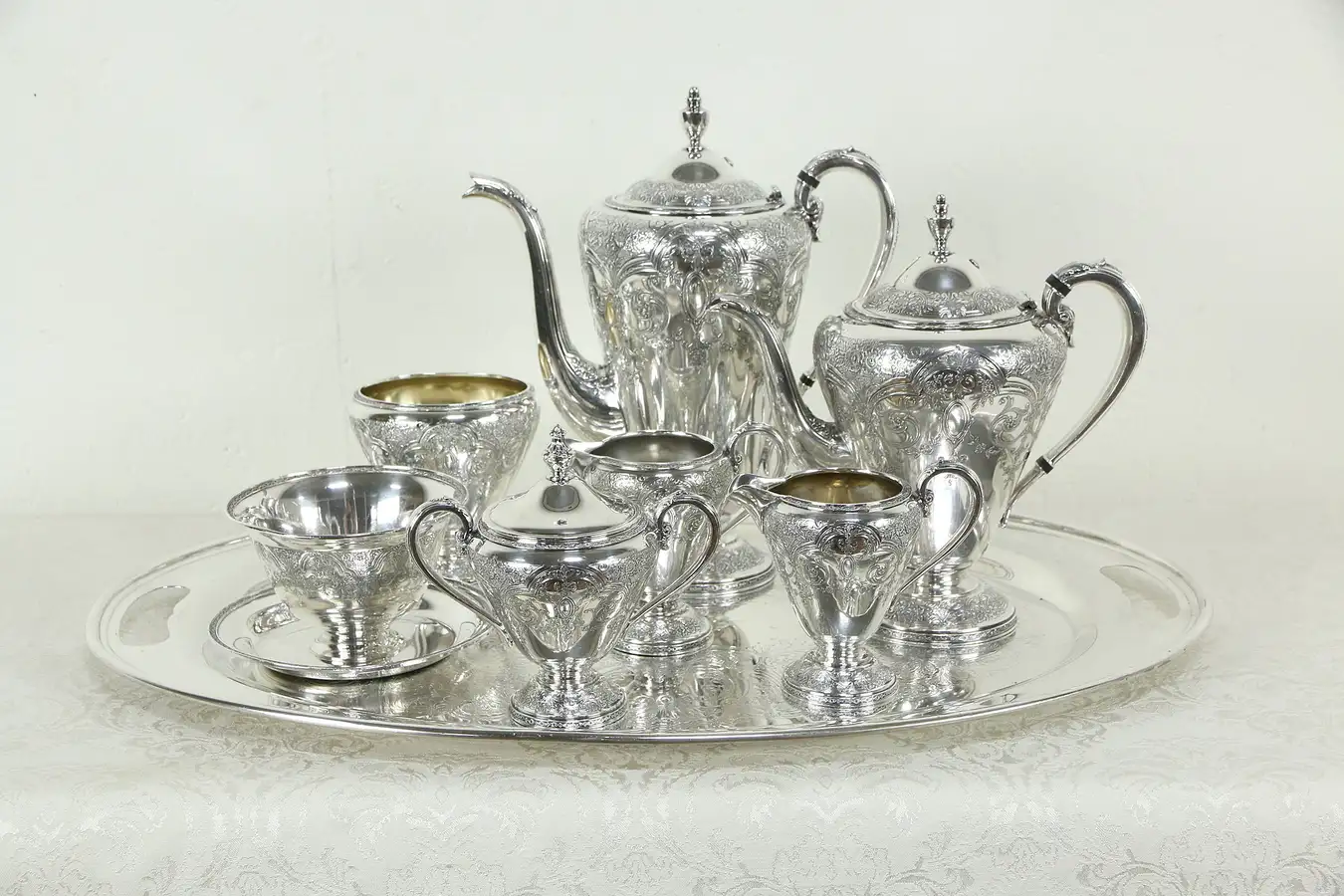 Main image of Wilcox International Silverplate Paisley Antique 8 Pc Coffee & Tea Set