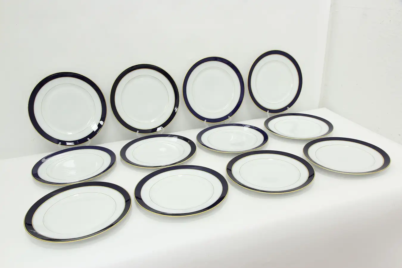 Main image of Set of 12 French Vintage Cobalt Blue Dinner Plates, Haviland