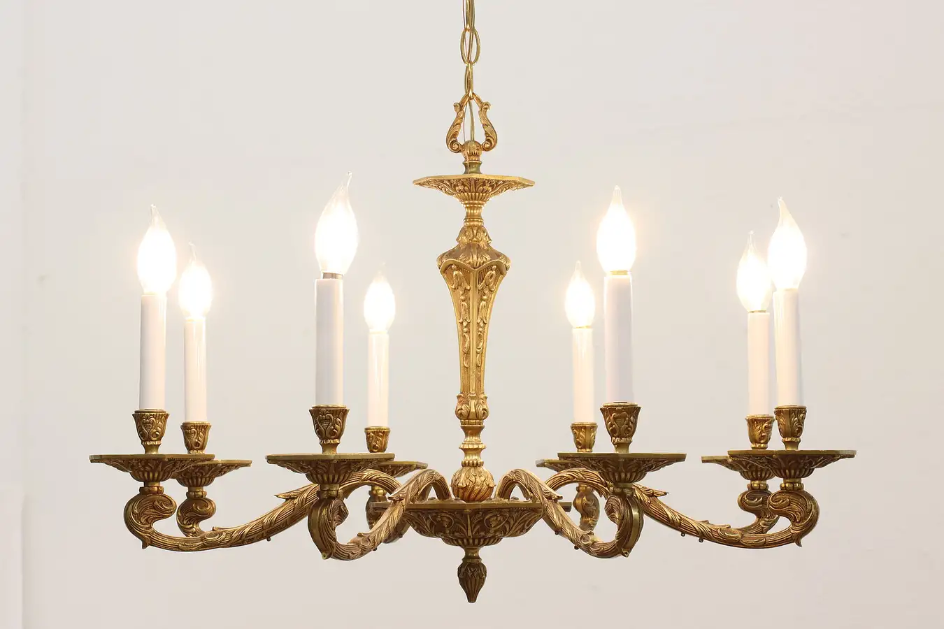 Main image of Traditional Vintage 8 Candle Cast Brass Spanish Chandelier