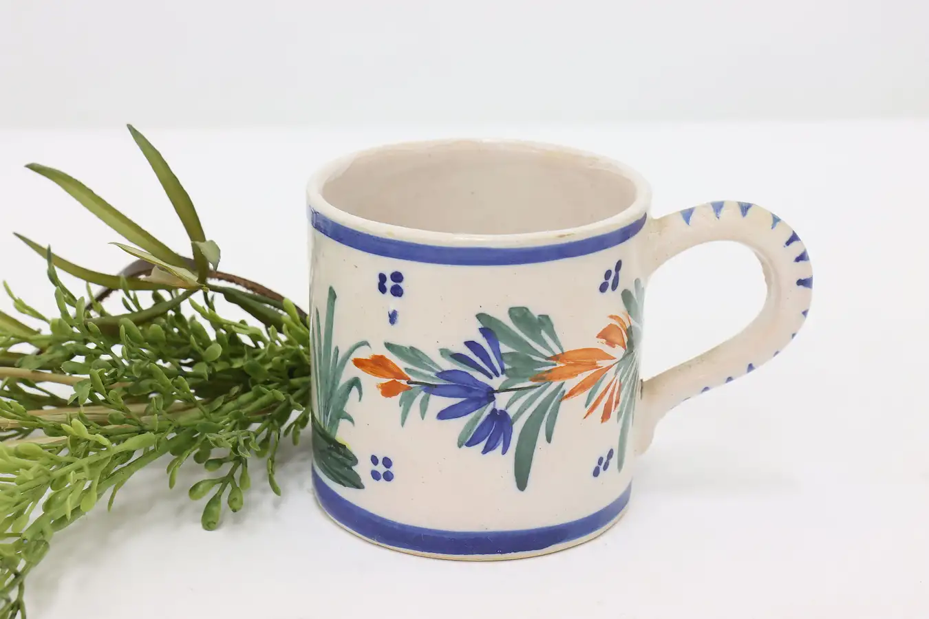 Main image of French Vintage Quimper Hand Painted Coffee Cup or Mug