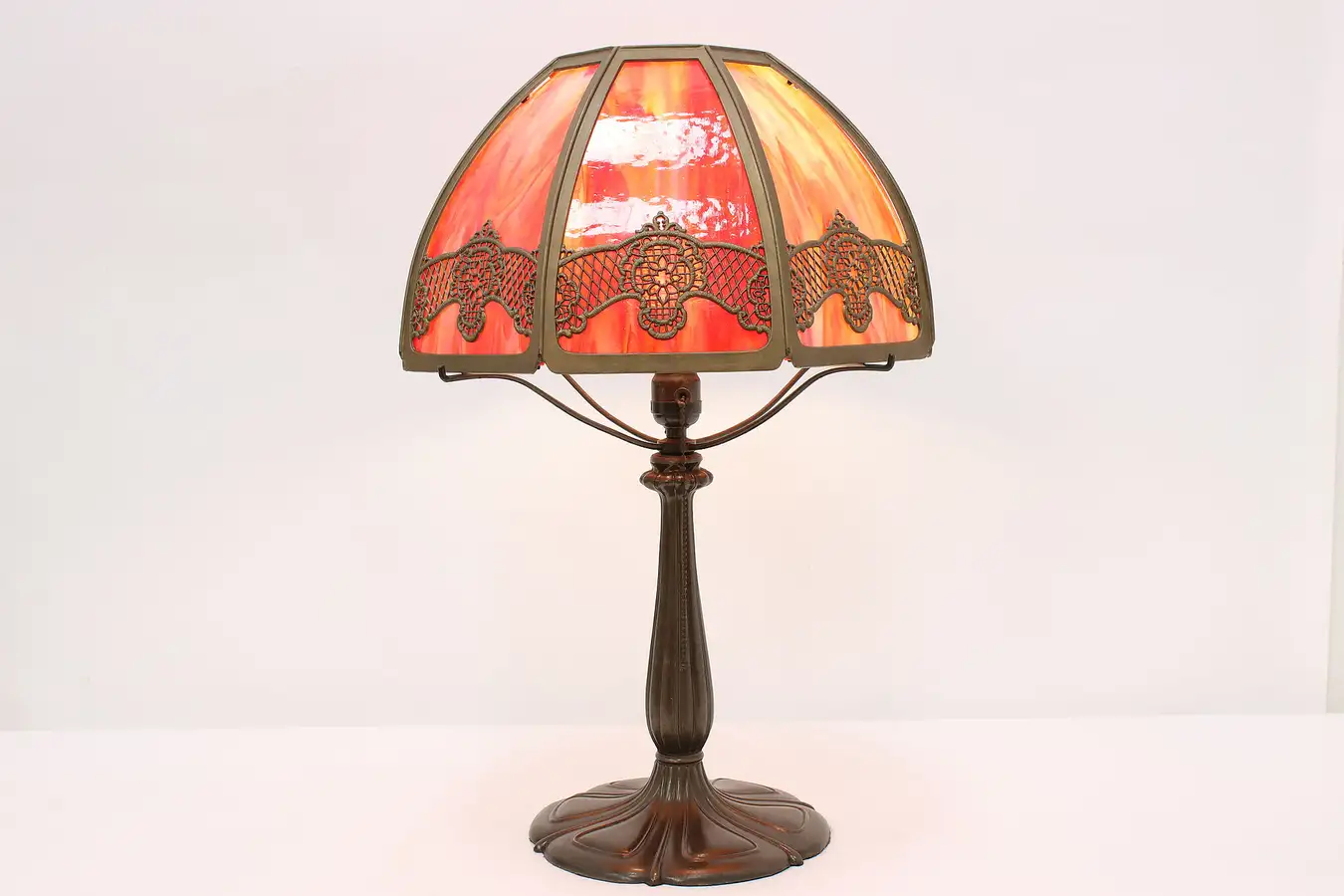 Main image of Red Stained Glass Antique Office Library Desk Lamp, Bradley