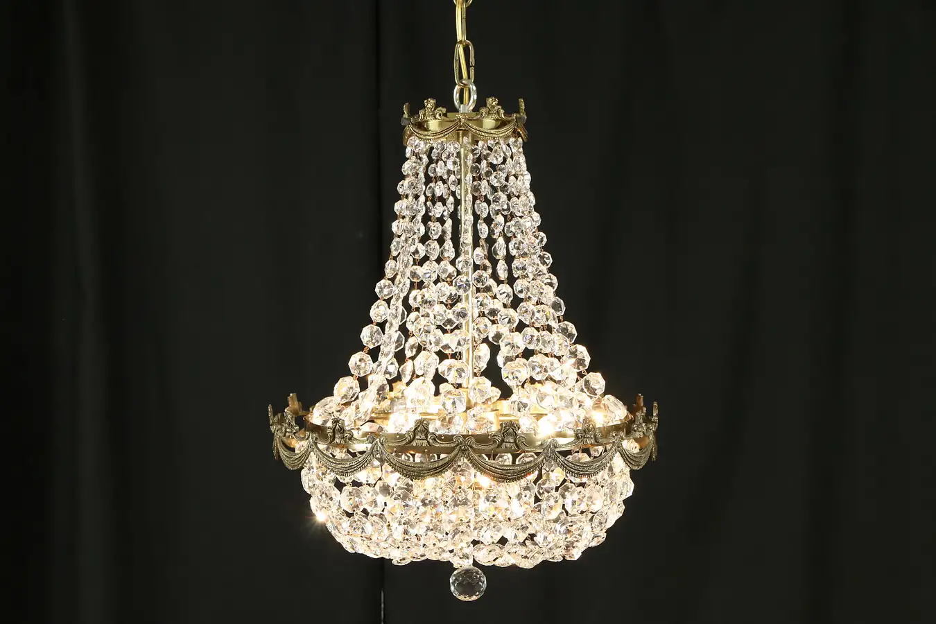 Main image of Regency Style Vintage Chandelier, Graduated Crystal Prisms
