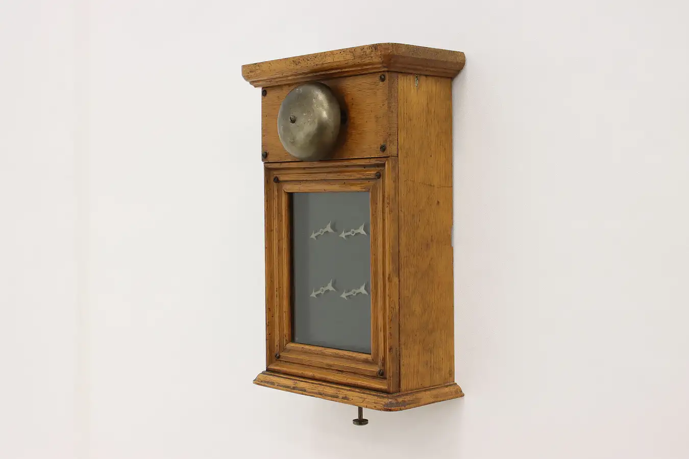 Main image of Victorian Antique Oak Hotel or Servant Brass Wall Bell RI