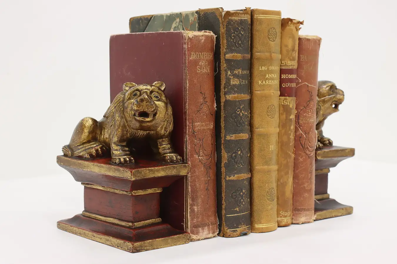 Main image of Pair of Vintage Carved Asian Guardian Lion Library Bookends