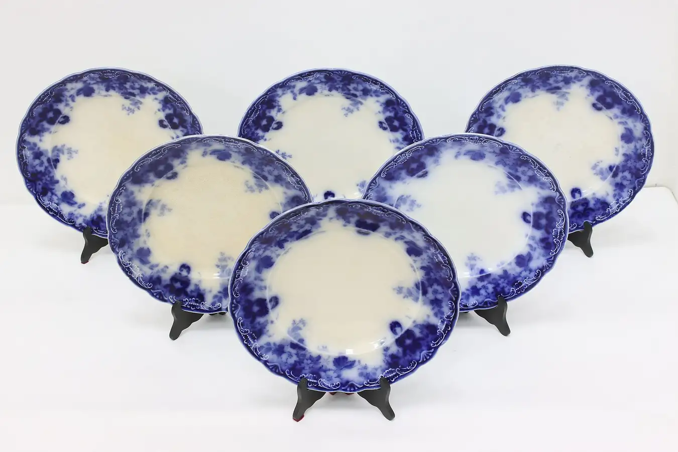 Main image of Set of 6 English Antique Flow Blue Richmond Plates, Meakin