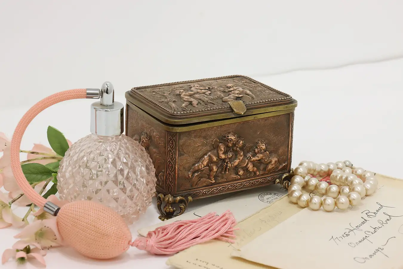 Main image of Victorian Antique Copper & Brass Inkwell or Scent Bottles AB
