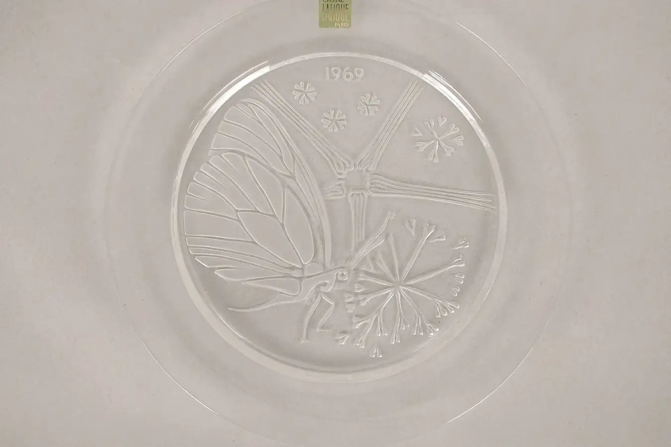 Main image of Lalique France Crystal Plate Papillon Butterfly 1969 With Box