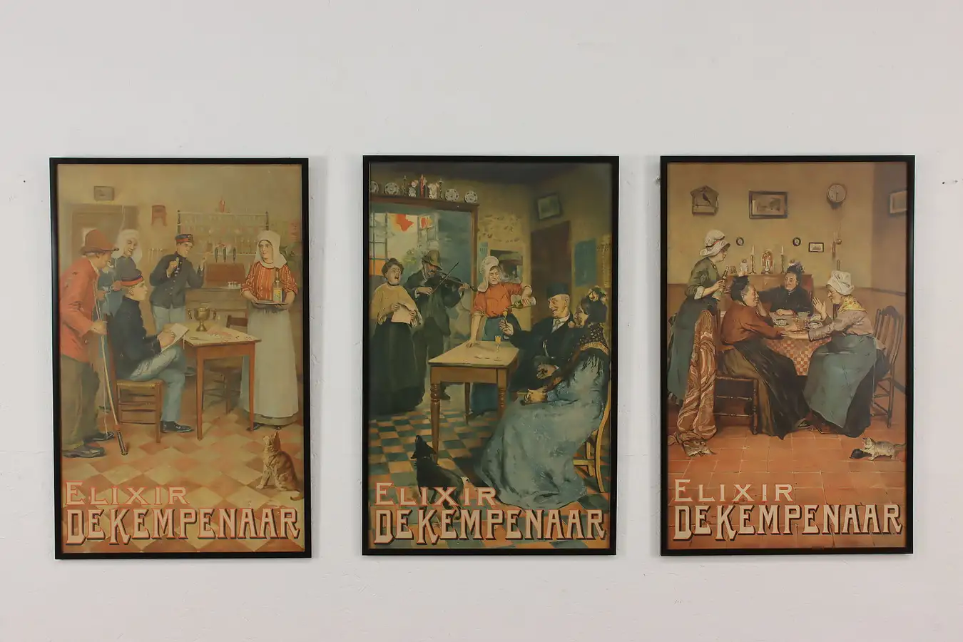 Main image of Set of 3 Belgian Vintage Elixir de Kempenaar Advert Posters