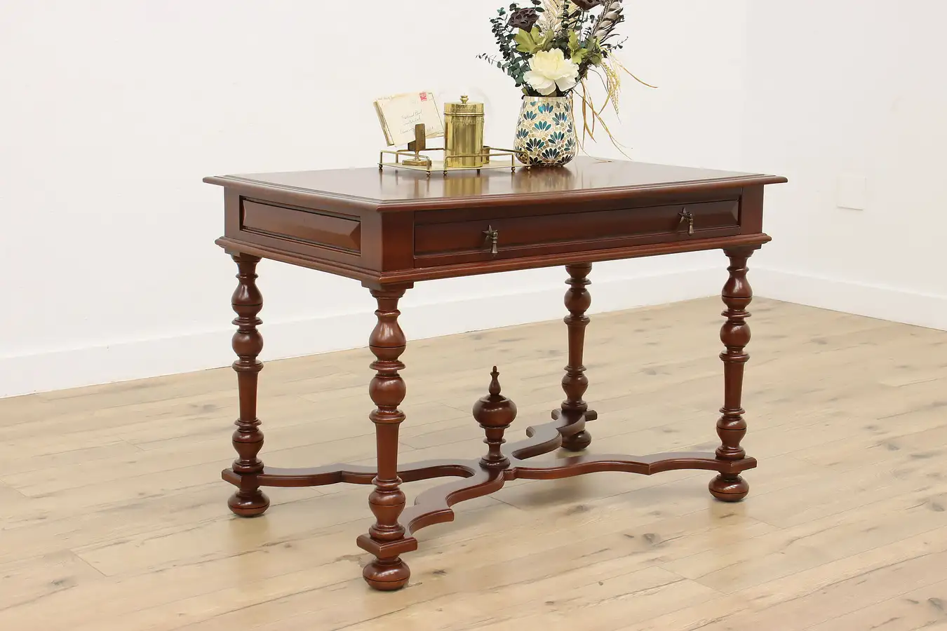 Main image of Traditional Vintage Mahogany Library Office Desk Hall Table