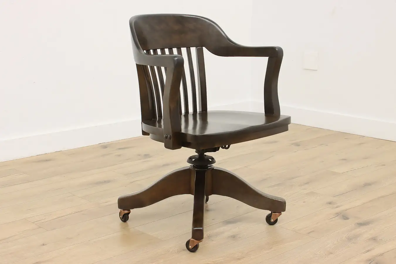 Main image of Traditional Antique Birch Swivel Office Desk Chair, Webster