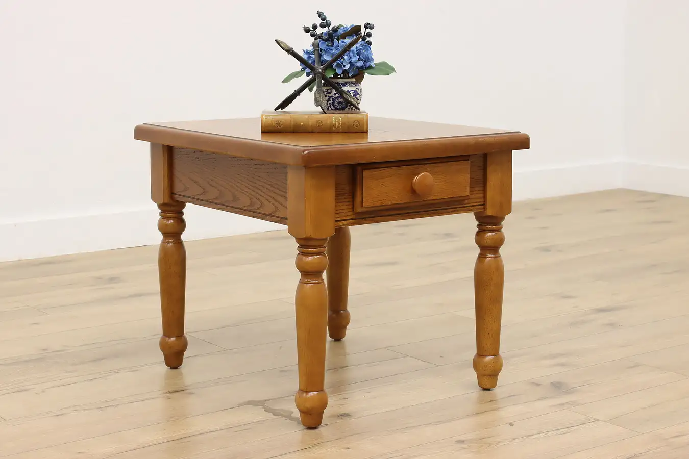 Main image of Traditional Vintage Oak Nightstand End or Side Table