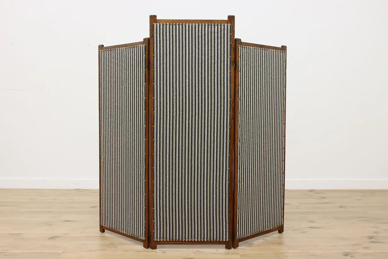 Main image of Arts & Crafts Mission Oak 3 Panel Folding Screen, New Fabric