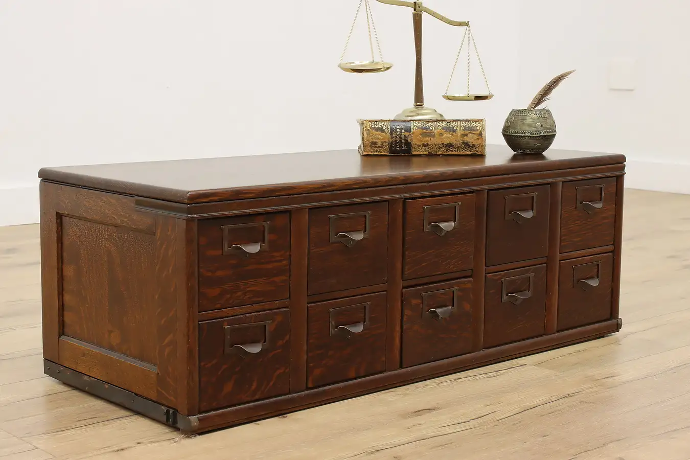 Main image of Craftsman Oak Antique 10 Drawer Office Desktop File Cabinet