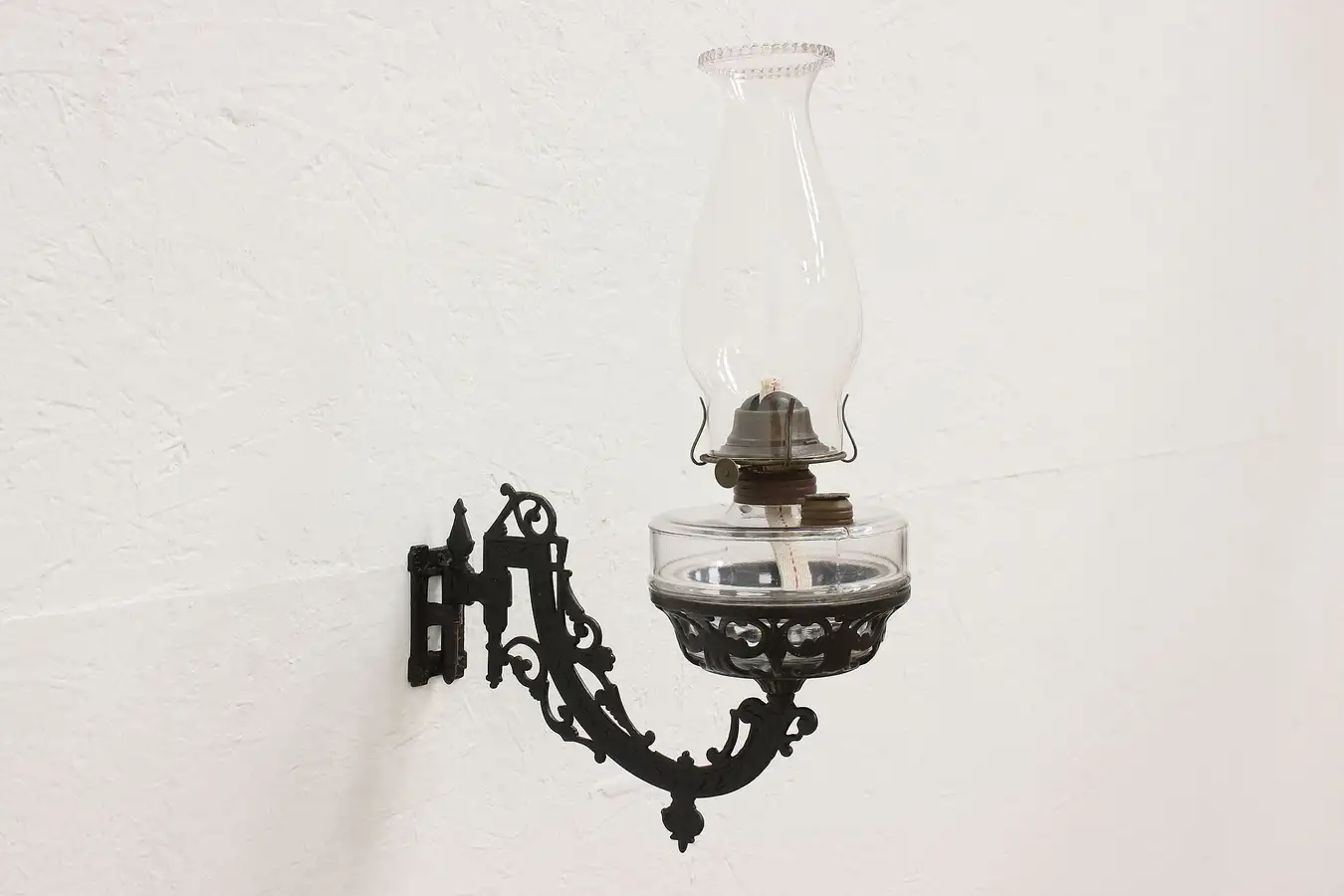 Main image of Victorian Antique Glass Oil lamp w/ Wall Sconce, B&H