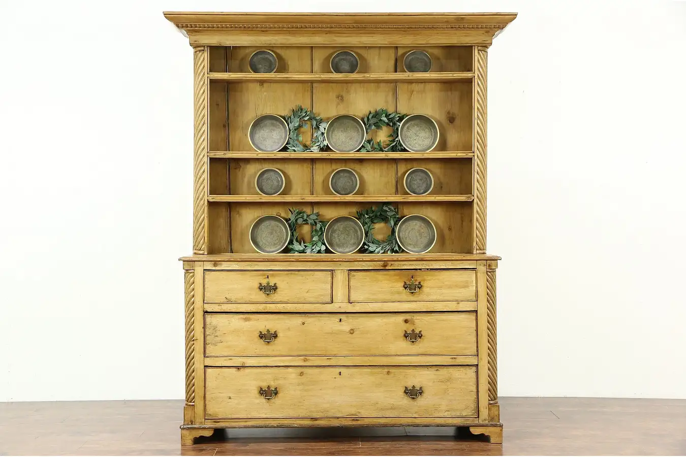 Main image of Country Pine 1860's Antique Sideboard, Pewter Cupboard, Welsh Dresser, Scotland