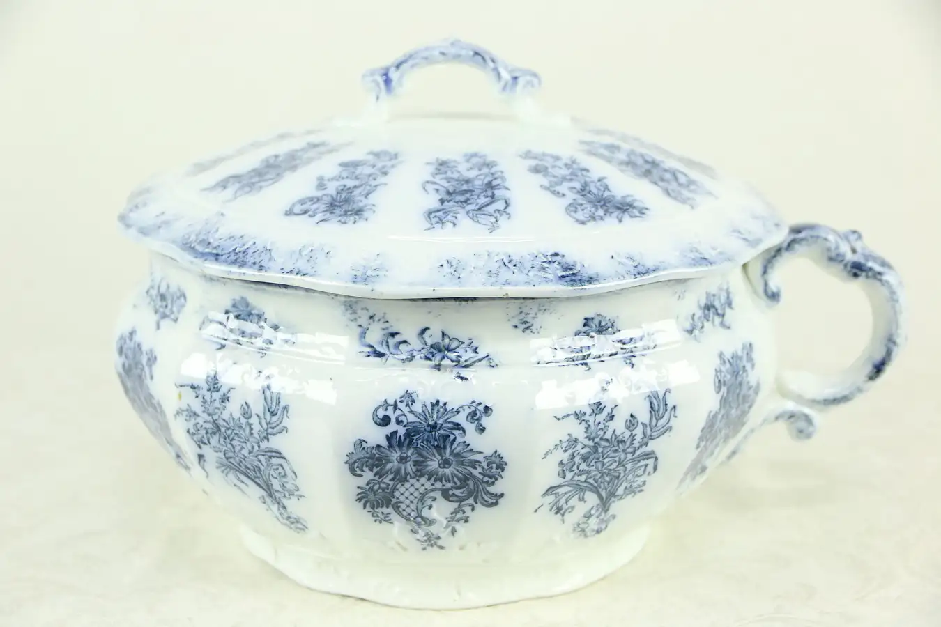 Main image of Flow Blue Antique Chamber Pot or Thunder Mug, Signed Athena by Grindley, England