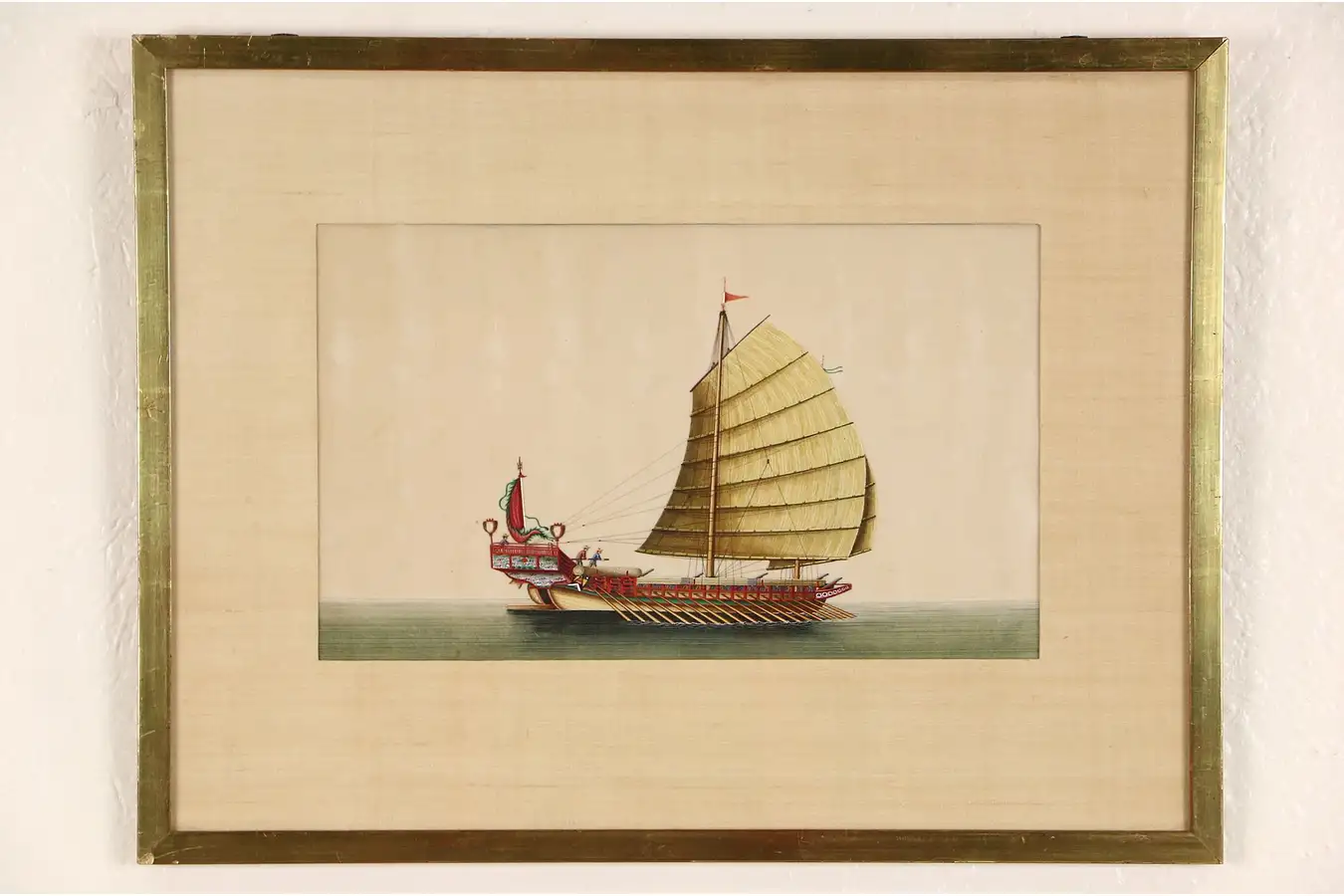 Main image of Chinese 1900's Antique Original Painting of Galley Sailing Ship