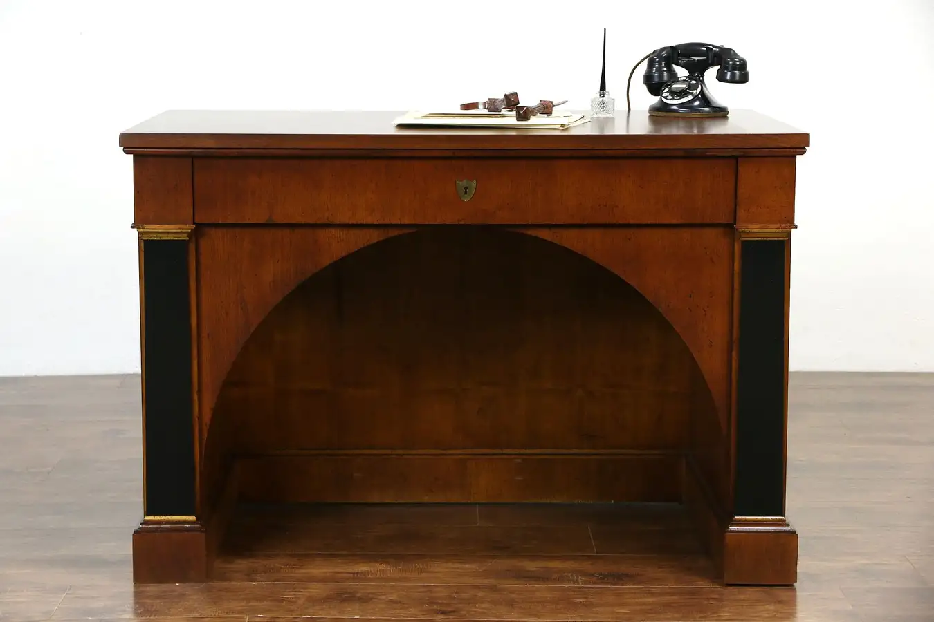 Main image of Classical Arched Vintage Walnut Library Desk