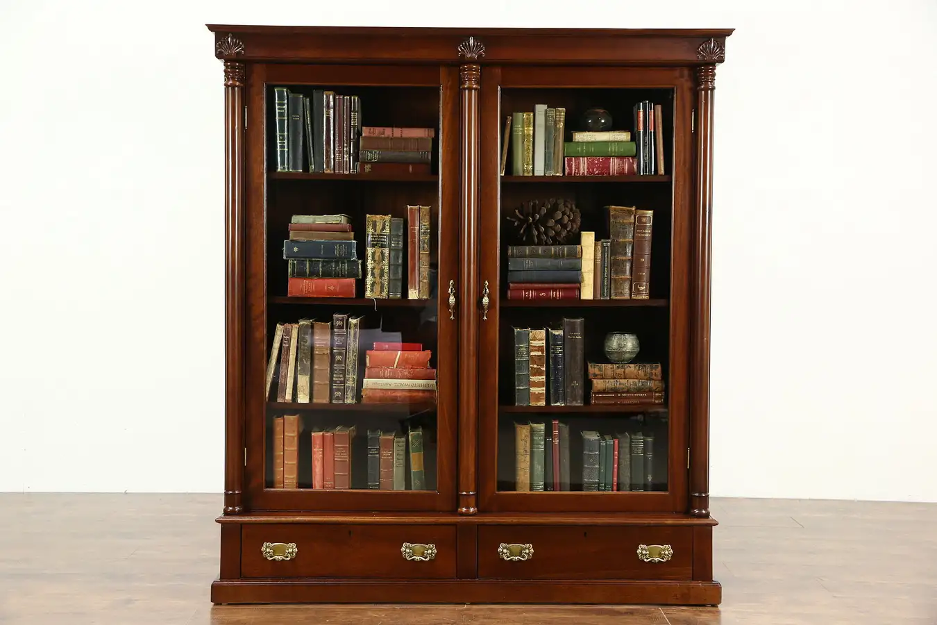 Main image of Classical Mahogany 1910 Antique Library Bookcase Signed Smyth of Chicago
