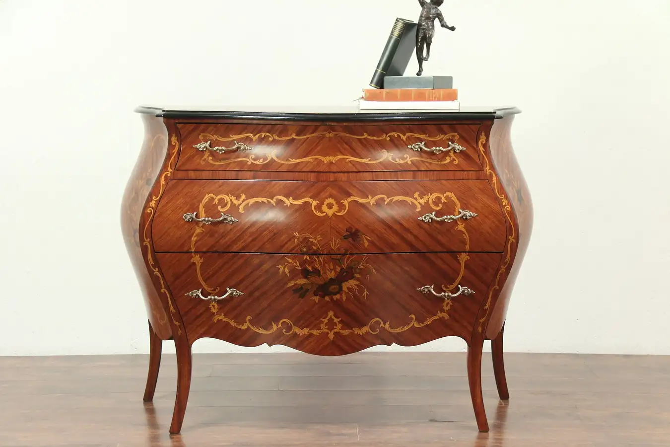 Main image of Bombe Shaped Vintage Chest or Dresser, Rosewood & Marquetry, Italy