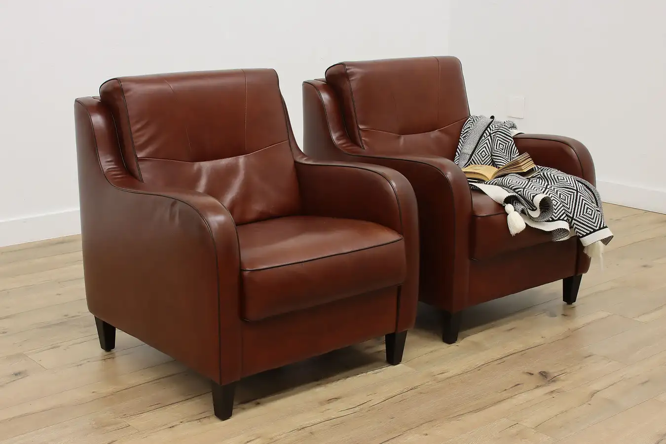 Main image of Pair of Art Deco Scandinavian Leather Library or Club Chairs