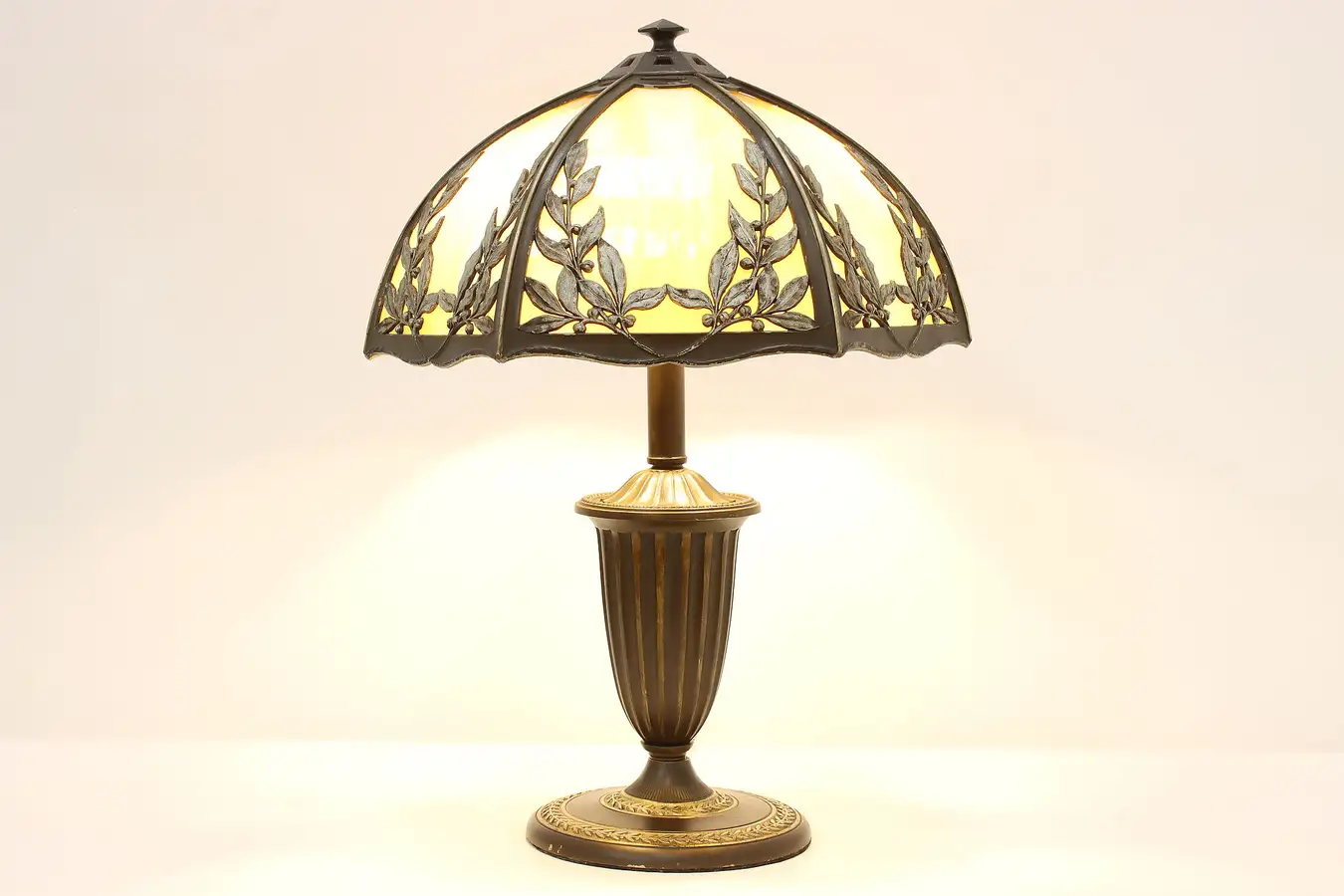 Main image of Classical Antique Stained Glass Desk Lamp, Bradley & Hubbard