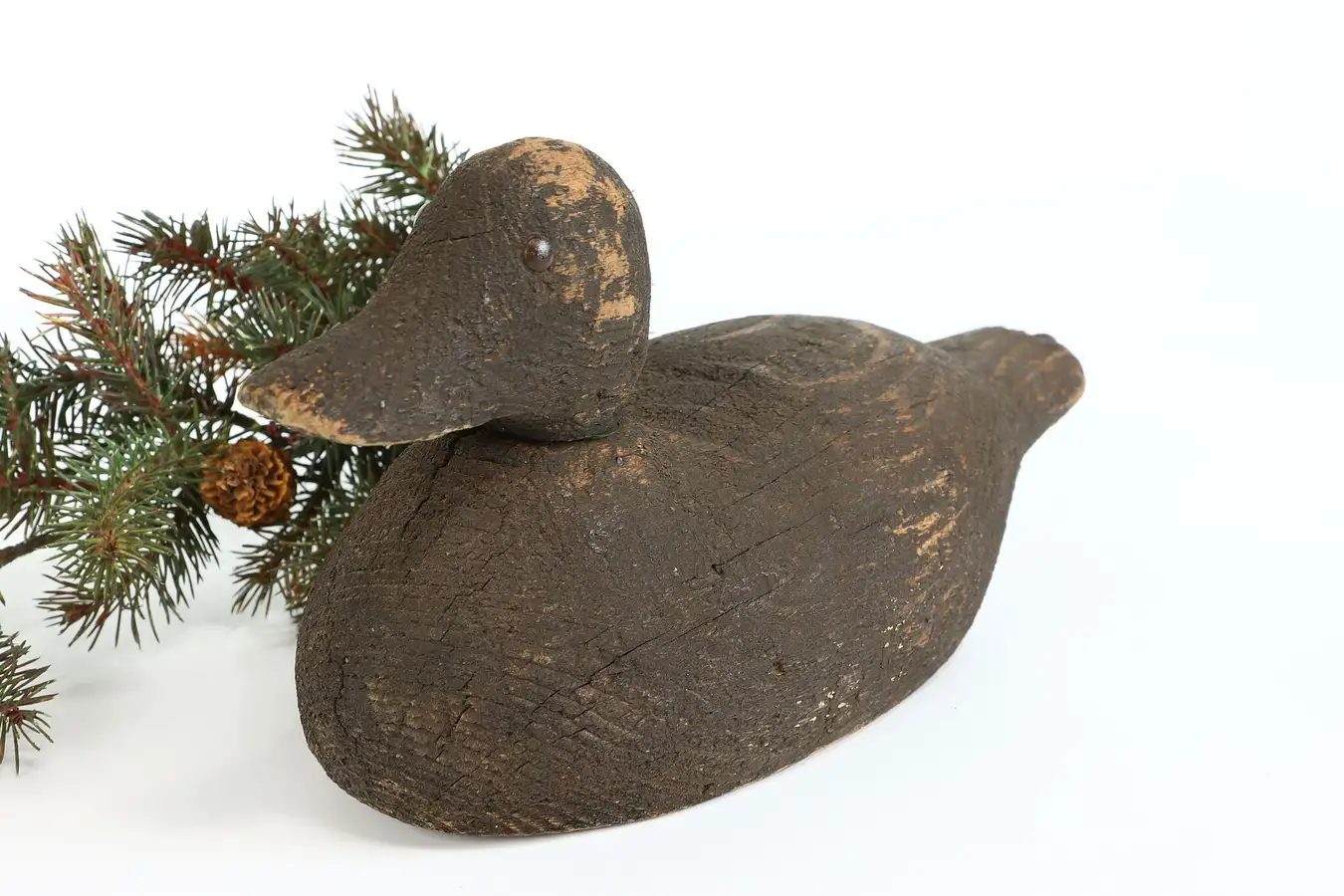 Main image of Farmhouse Carved Pine Vintage Duck Decoy Sculpture