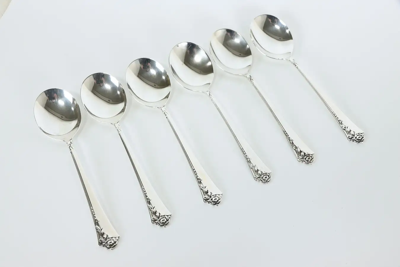 Main image of Sterling Silver Heirloom Damask Rose Set of 6 Soup Spoons 6.5"