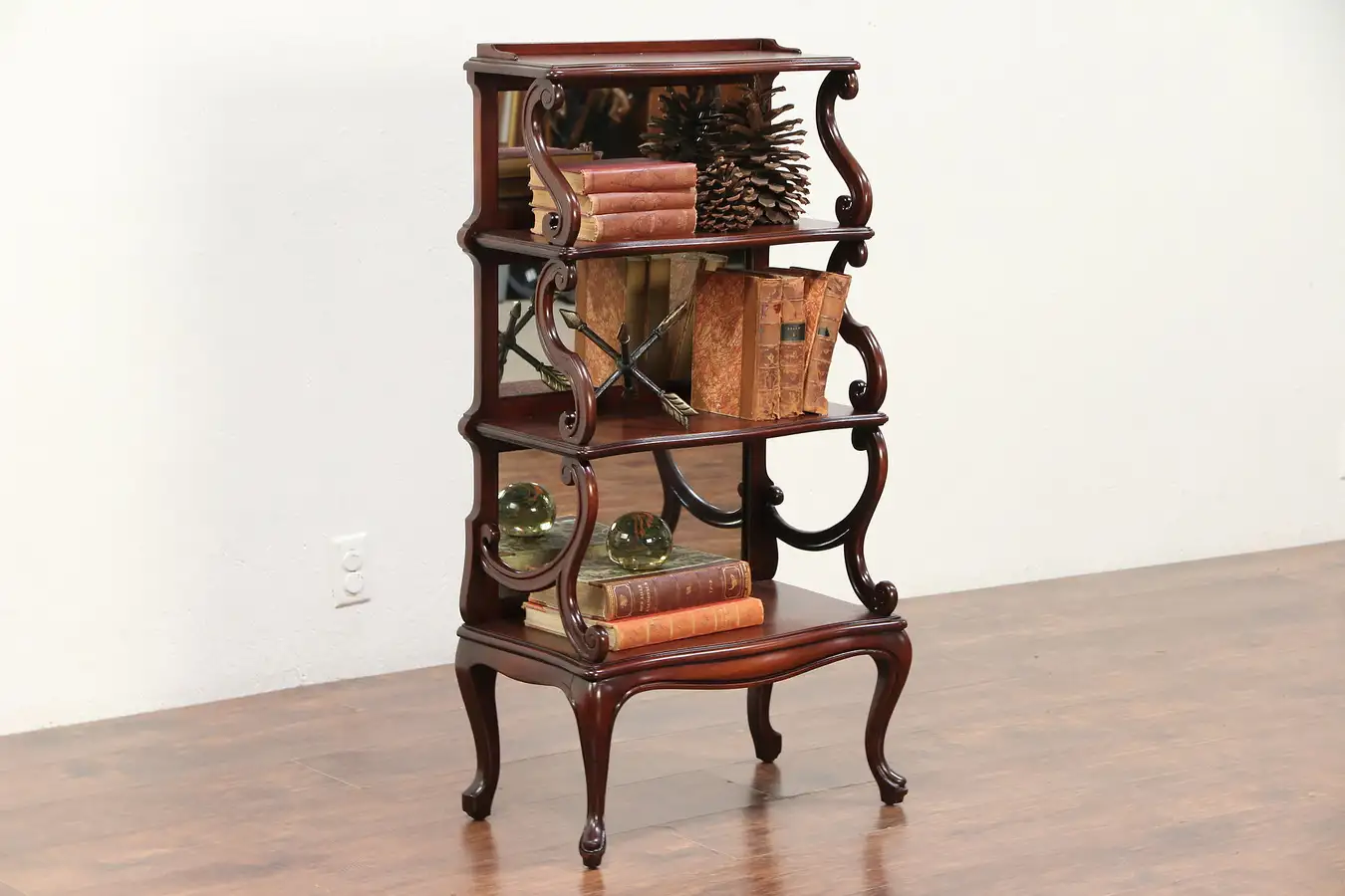 Main image of Victorian Style Mahogany Etagere, Bookshelf, or Curio Display, Signed
