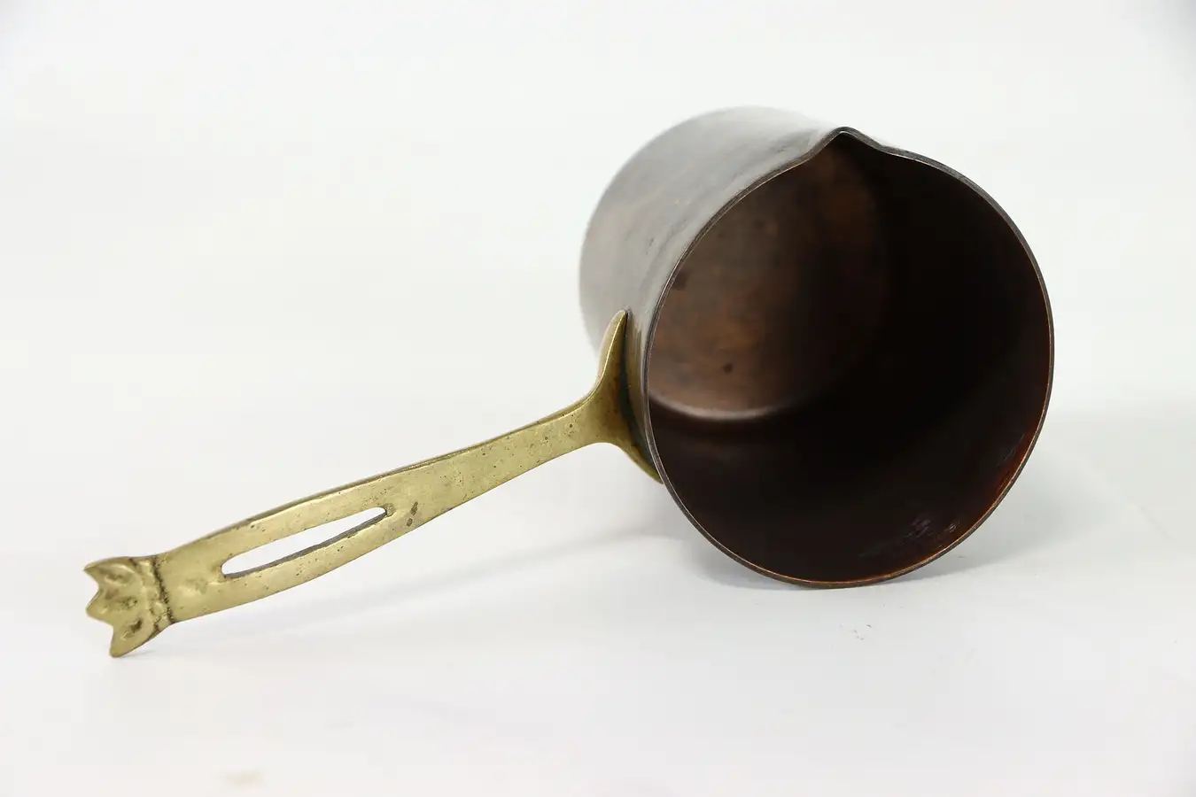 Main image of Farmhouse Antique Copper Measure Sauce Pitcher With Brass Handle