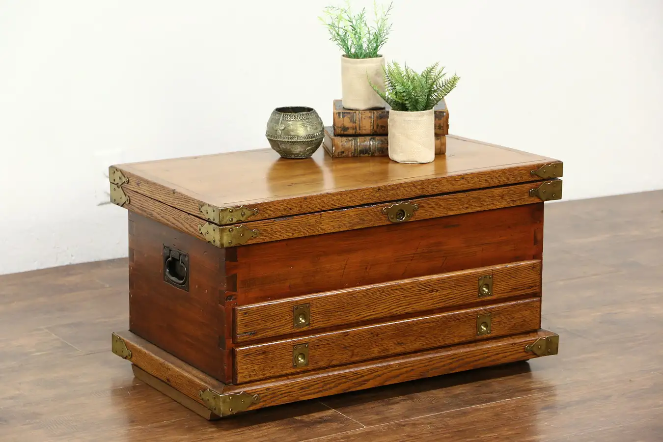 Main image of Oak & Pine 1890's Antique Handcrafted Tool Chest or Rustic Coffee Table