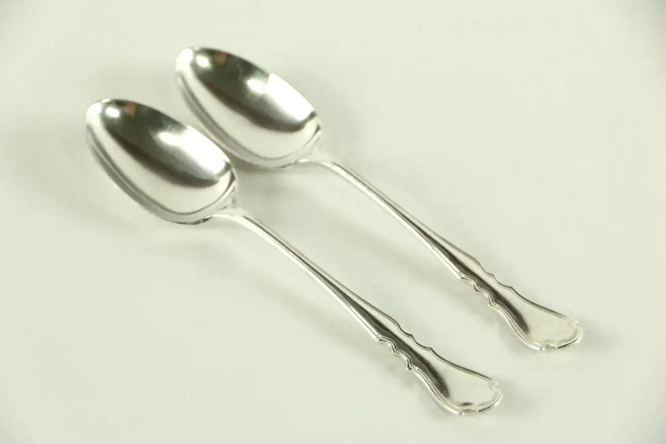 Main image of Silverplate Pair of 1900 Antique Serving Spoons, Signed HB & HA Alpha