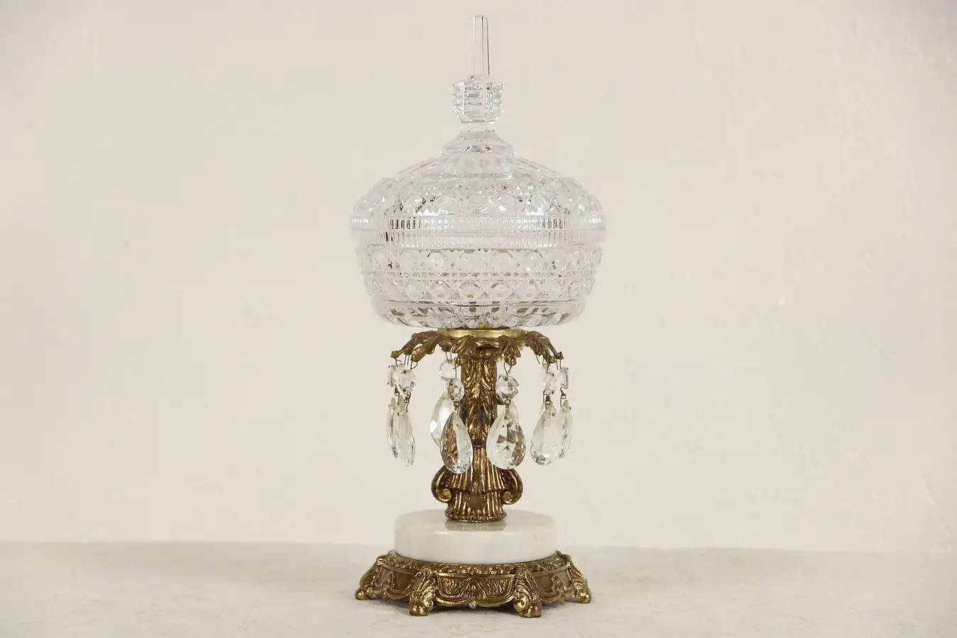 Main image of Crystal Marble & Gold 1960's Vintage Candy Jar, Signed Cornell