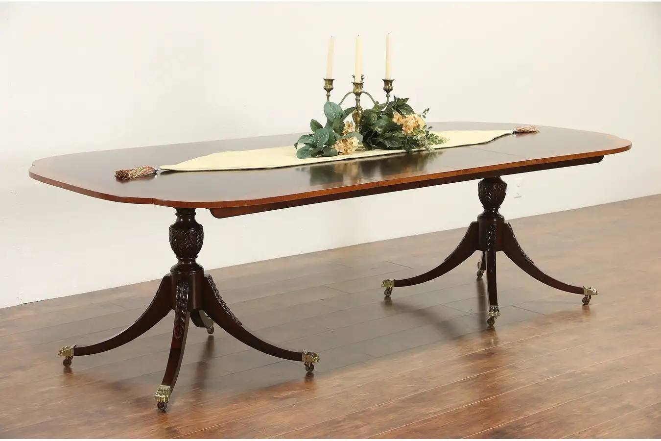 Main image of Baker Charleston Collection Signed Vintage Banded Dining Table, 2 Leaves