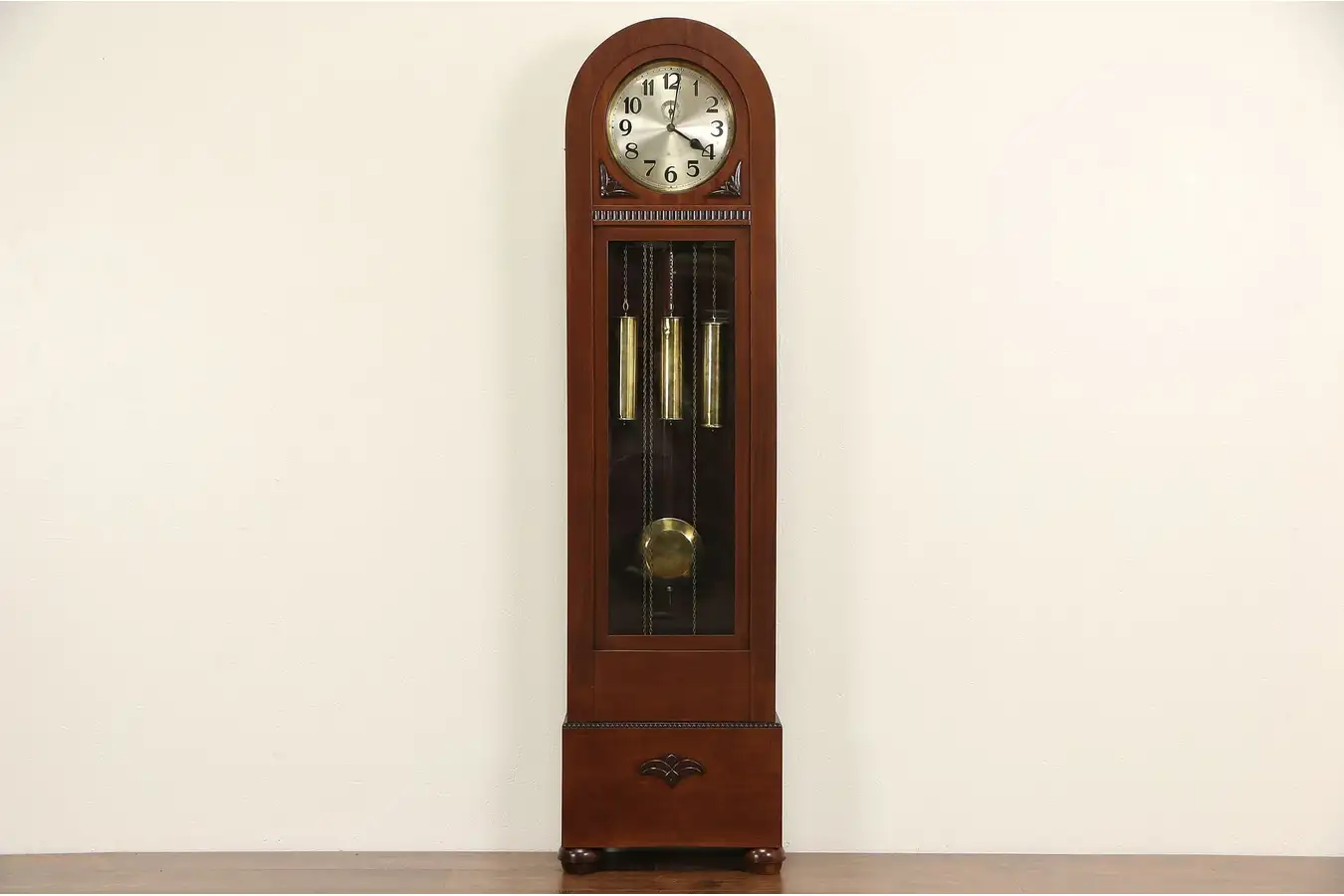 Main image of Art Deco 1915 Winterhalter Signed German Grandfather Long Case Westminster Clock
