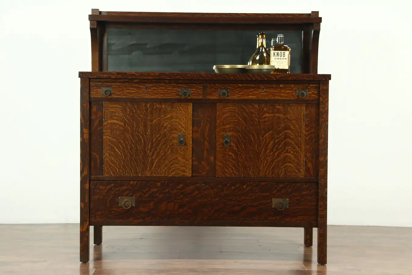 Main image of Arts and Crafts Mission Oak 1905 Antique Craftsman Sideboard Server, Rockford