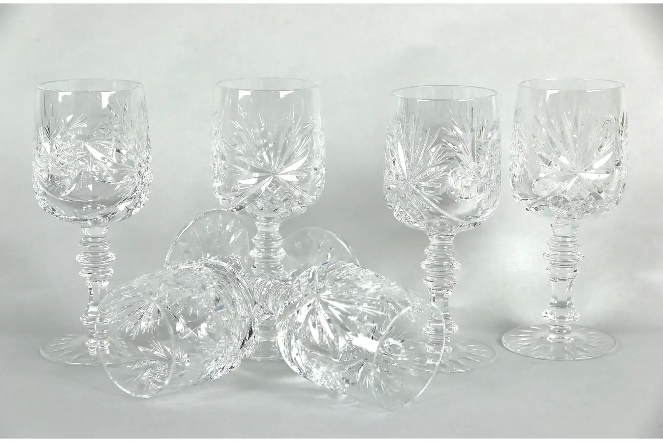 Main image of Colwein by Kristall Neubert Set of 6 Cut Crystal 6" Tall Wine or Water Goblets