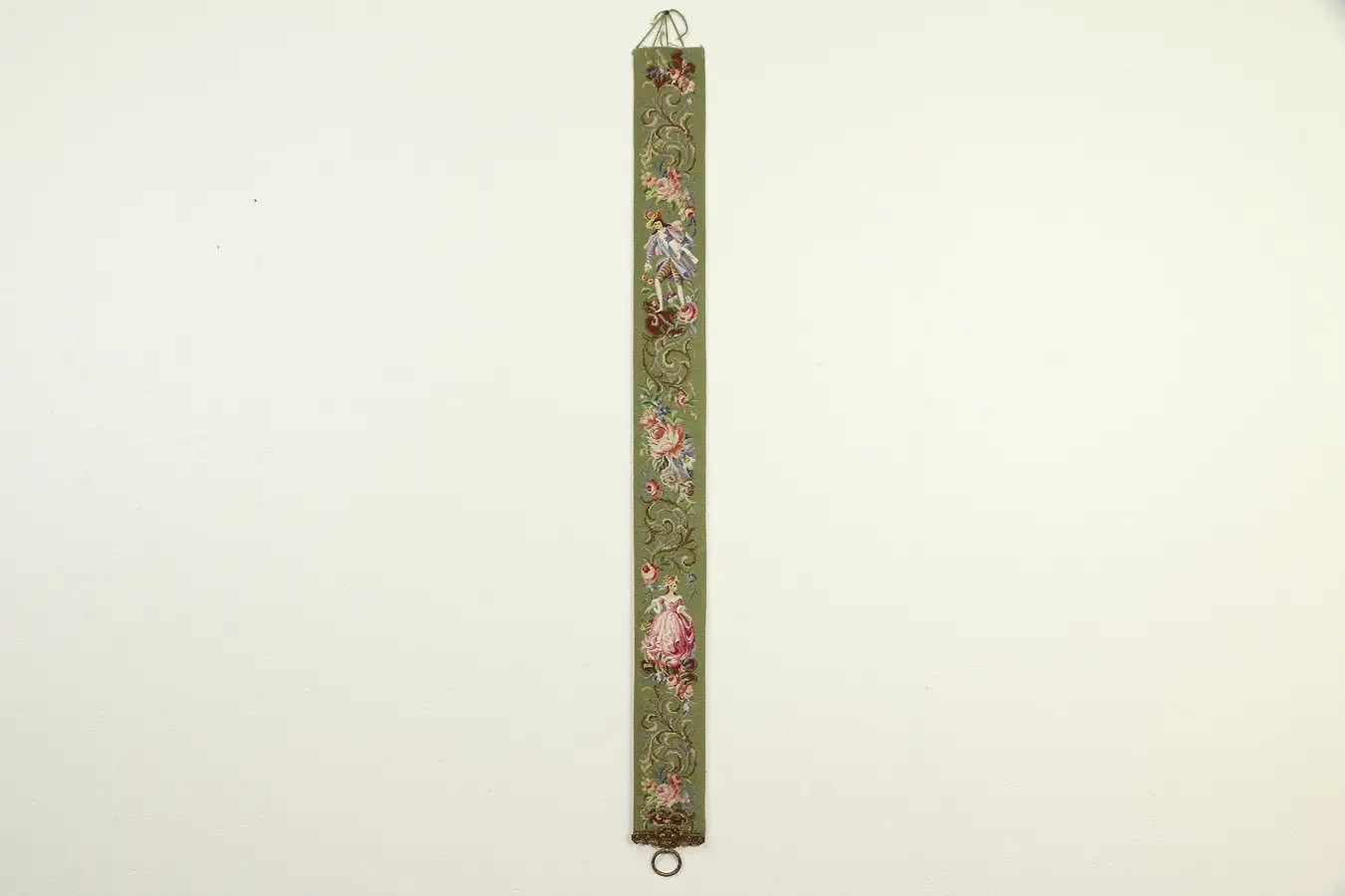 Main image of Servant Bell Pull, Needlepoint & Petit Point Figure, Bronze Mounts