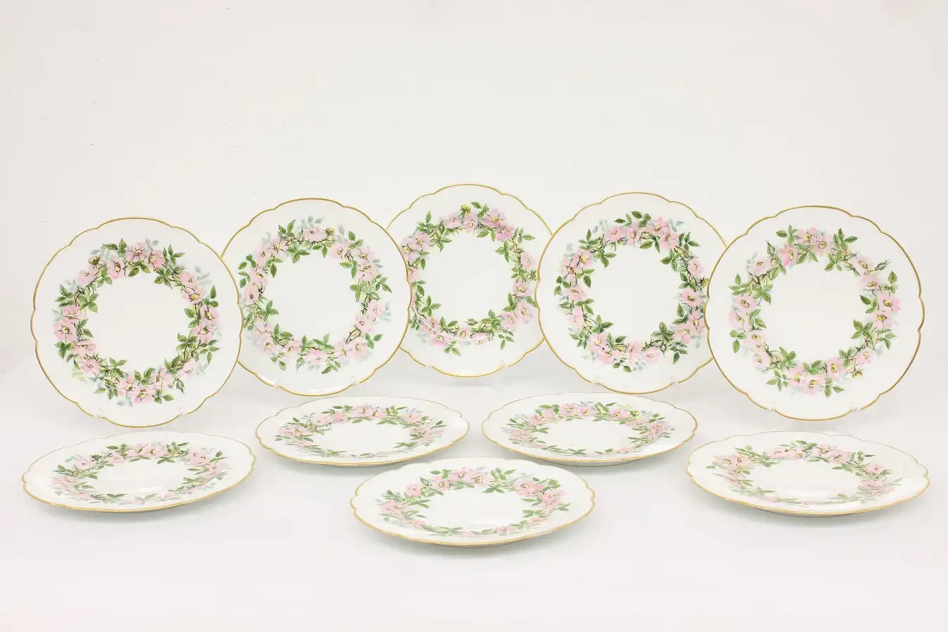 Main image of Set of 10 Hand Painted French Limoges Antique 9.5" Plates