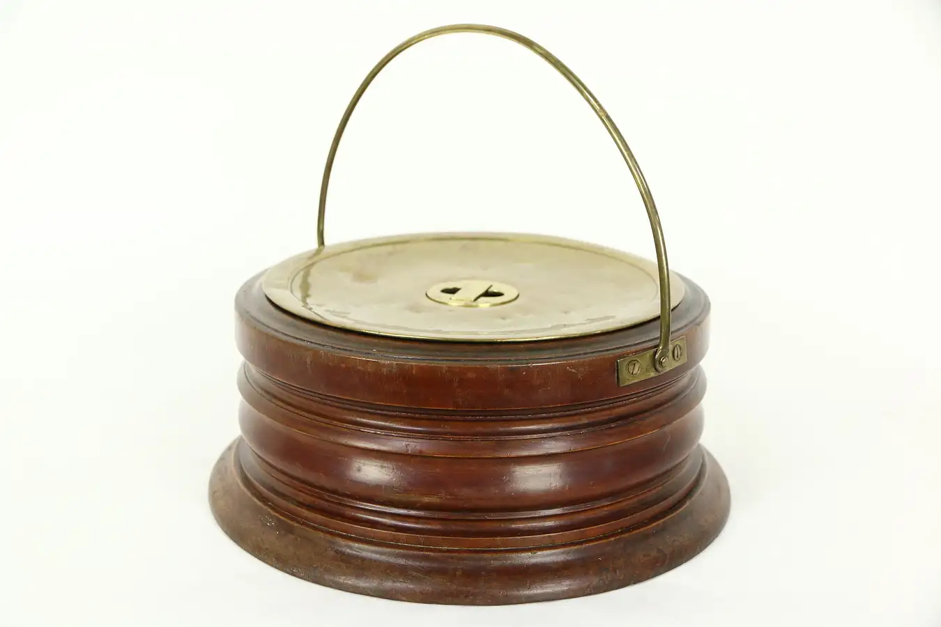 Main image of Victorian Antique 1870 English Oak & Brass Footwarmer for Sleigh or Carriage