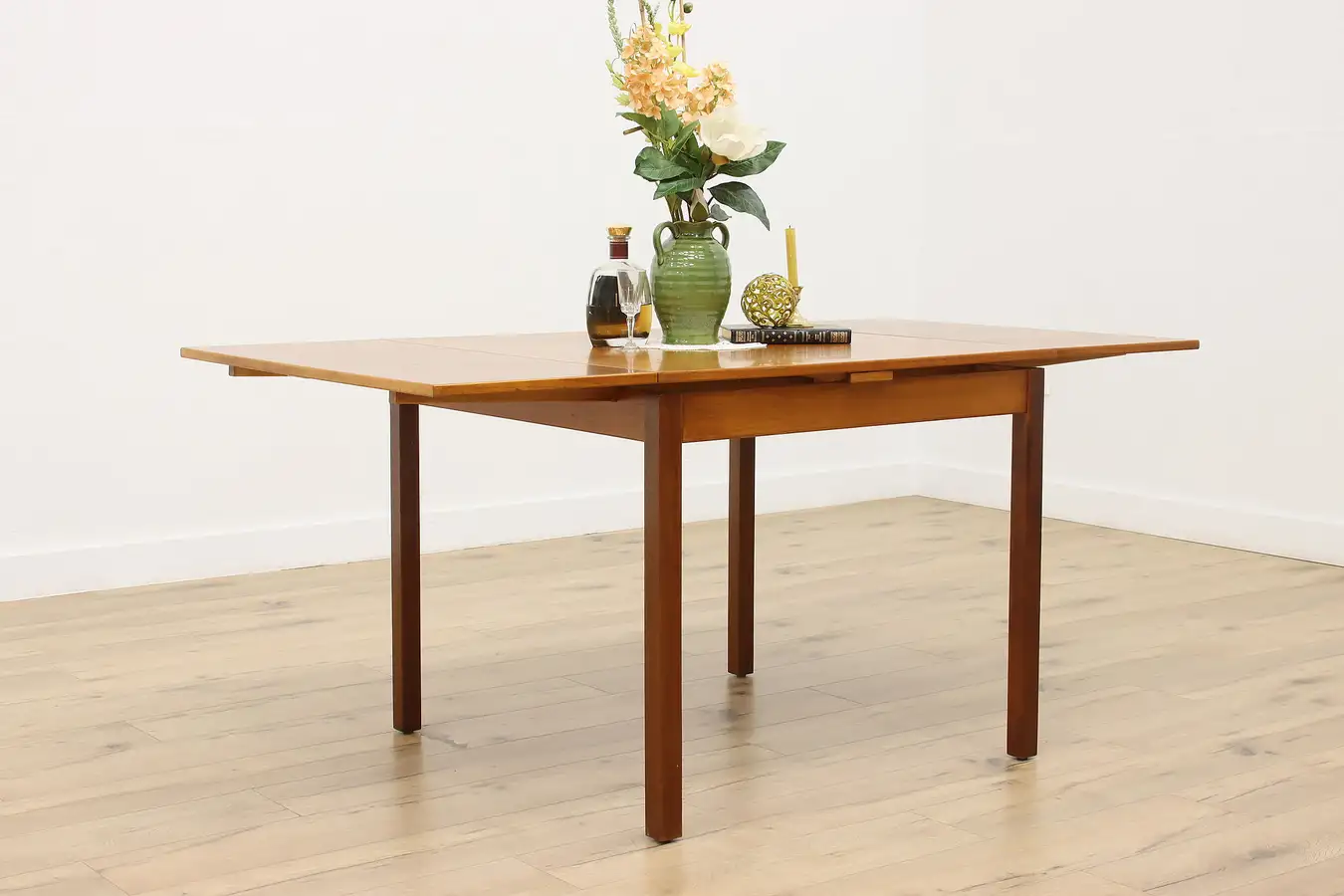 Main image of Midcentury Modern Vintage Teak Dining Table 2 Leaves Ansager